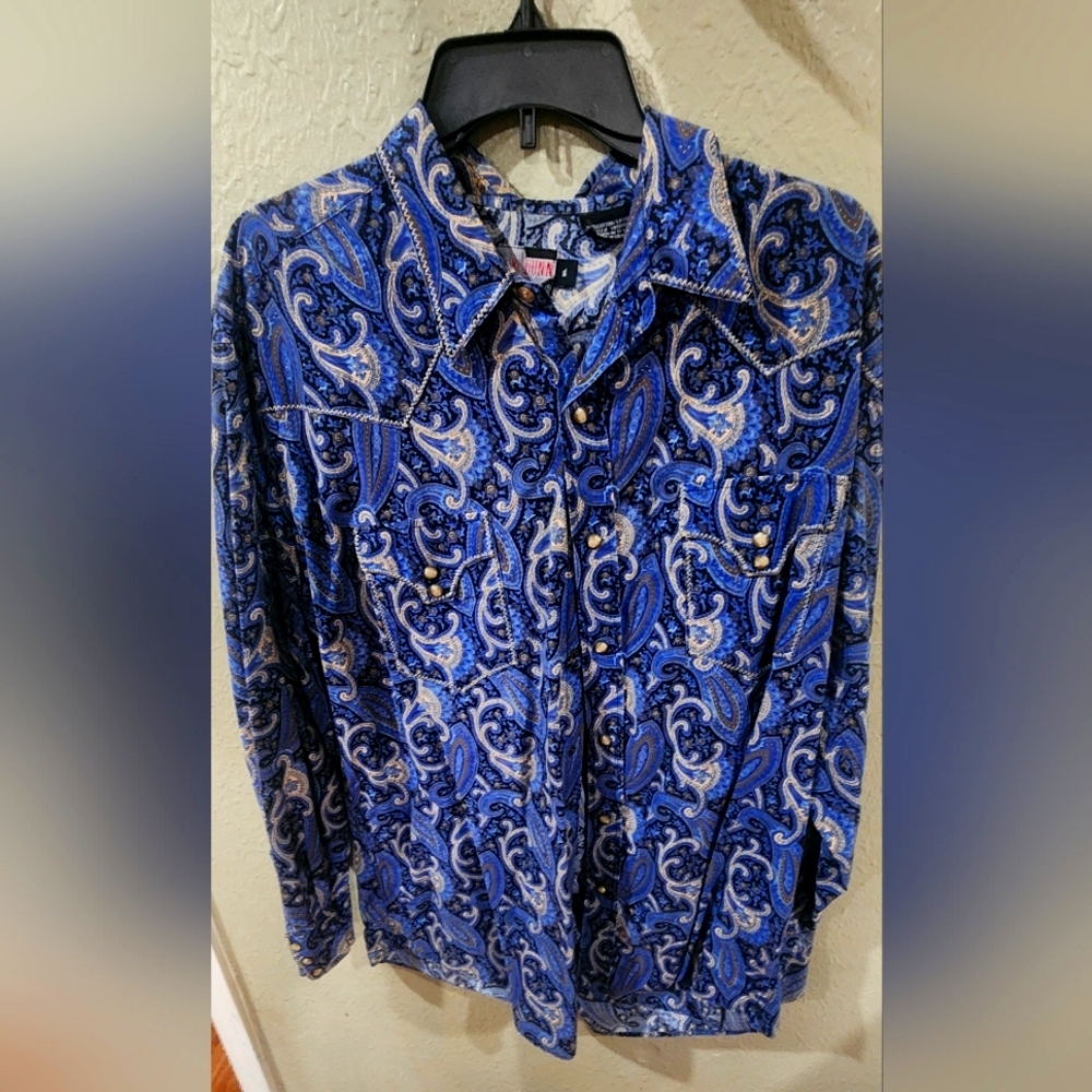 Brooks and Dunn panhandle slim XL blue paisley